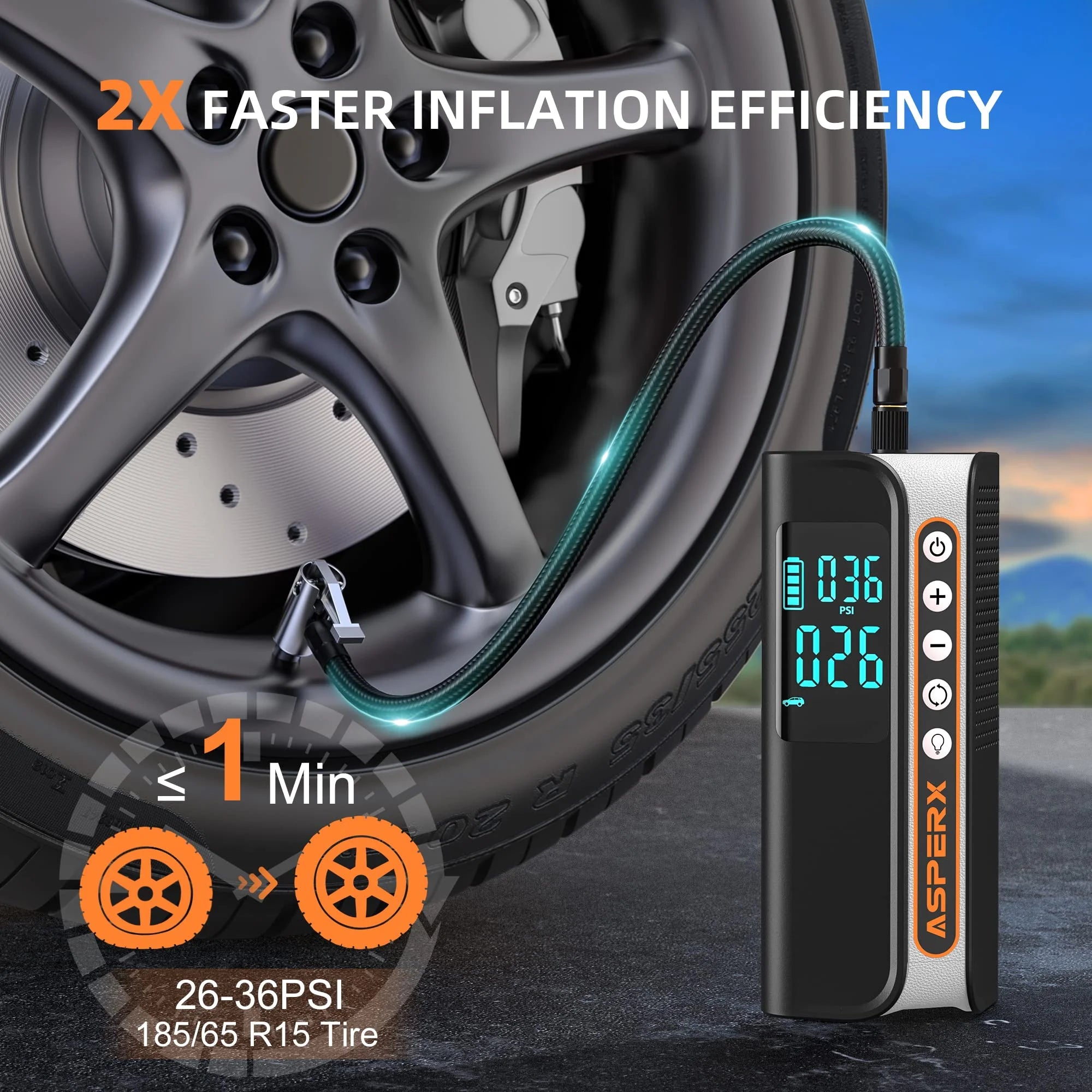Inflador De Neumáticos Eléctrico, Compresor De Aire Portátil Para Automóvil De 160PSI Con Detección De Presión, Luz LED De Emergencia, Bomba De Neumático Digital - Apagado Automático