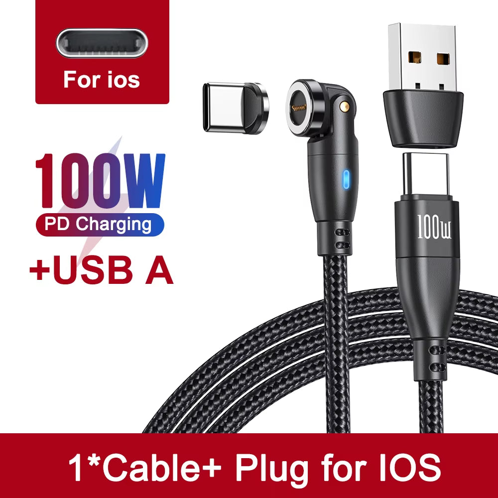 100W Magnetic USB Type C Cable 5A Fast Charging Micro Type C Cable for Macbook Samsung for Iphone Magnet Charger Wire Cord