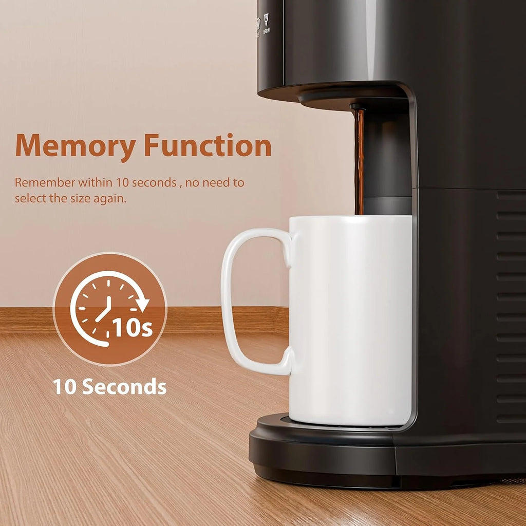 Cafetera De Porción Individual 2 En 1, Taza/Café Molido, 6-14 Oz, Tanque De 40 Oz, Limpieza Automática, Negro