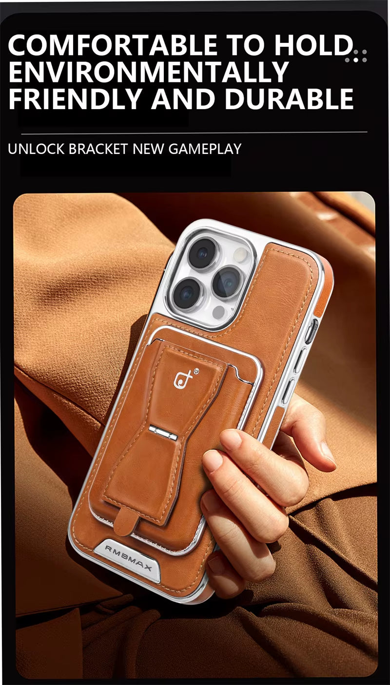 Leather Magnetic Card Slot Phone Case for Iphone 16 15 14 12 13 11 Pro Max 16 plus High End Luxury Business Leather Phone Cover