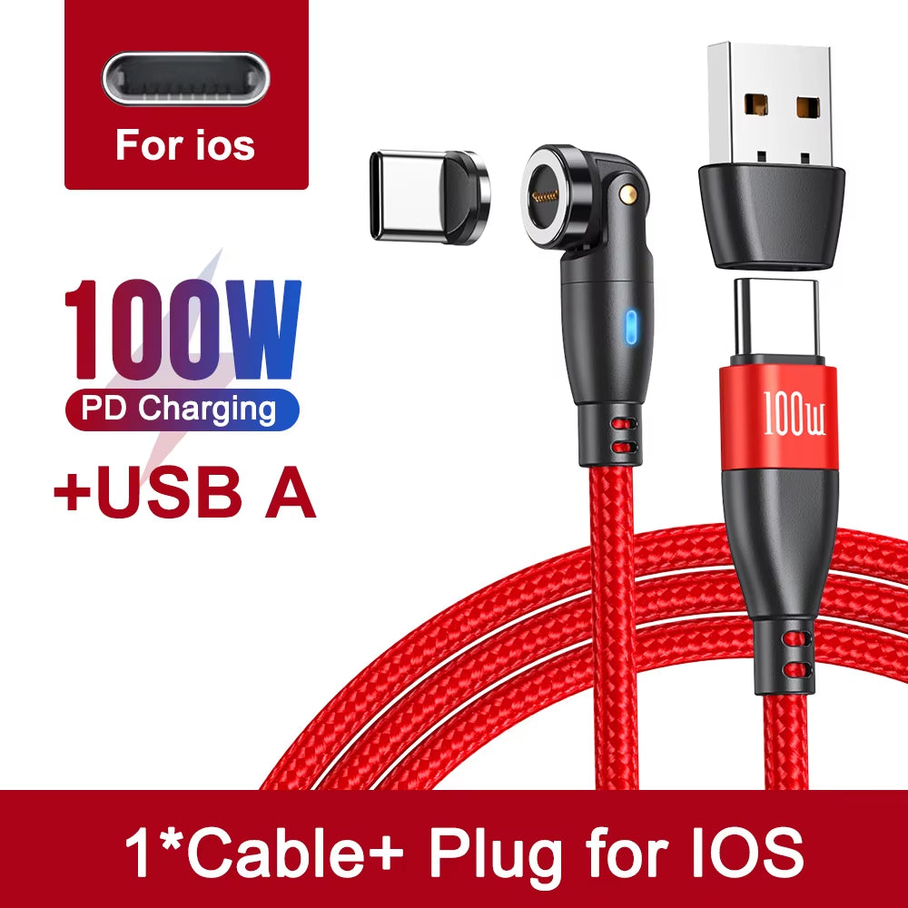 100W Magnetic USB Type C Cable 5A Fast Charging Micro Type C Cable for Macbook Samsung for Iphone Magnet Charger Wire Cord