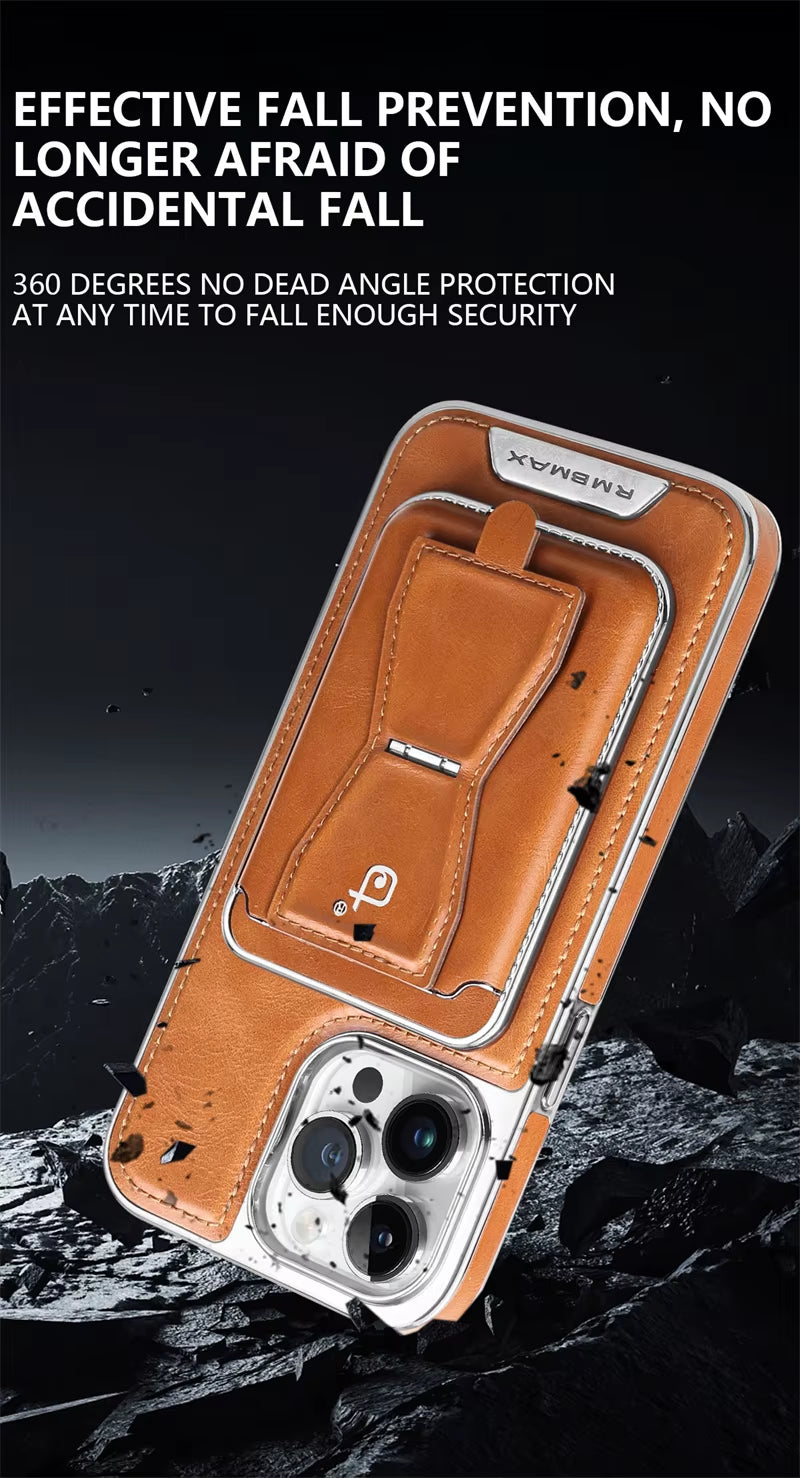 Leather Magnetic Card Slot Phone Case for Iphone 16 15 14 12 13 11 Pro Max 16 plus High End Luxury Business Leather Phone Cover