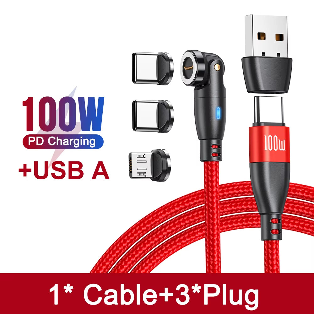100W Magnetic USB Type C Cable 5A Fast Charging Micro Type C Cable for Macbook Samsung for Iphone Magnet Charger Wire Cord
