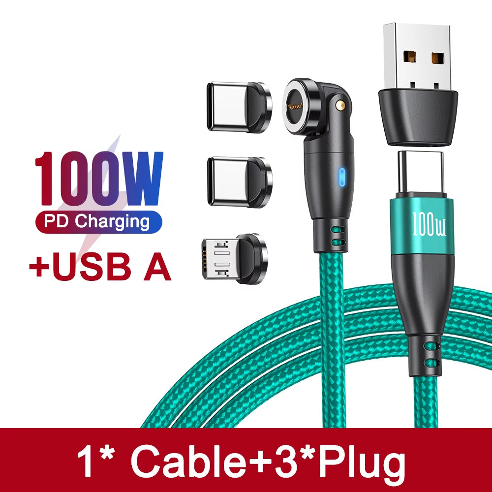 100W Magnetic USB Type C Cable 5A Fast Charging Micro Type C Cable for Macbook Samsung for Iphone Magnet Charger Wire Cord