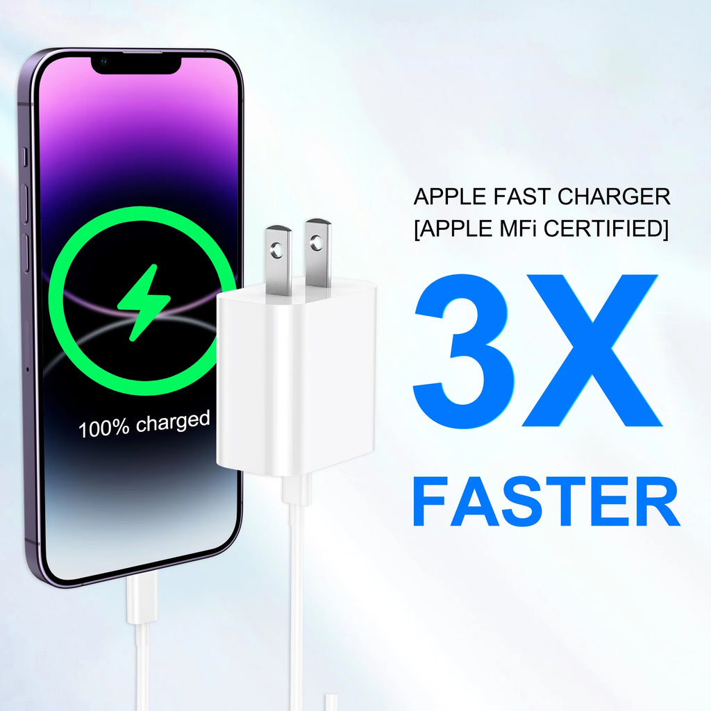2Pack 20W Type C Charger Block with 6Ft USB C to L Cable, PD Fast Charger Compatible with Iphone, Ipad, Ipod
