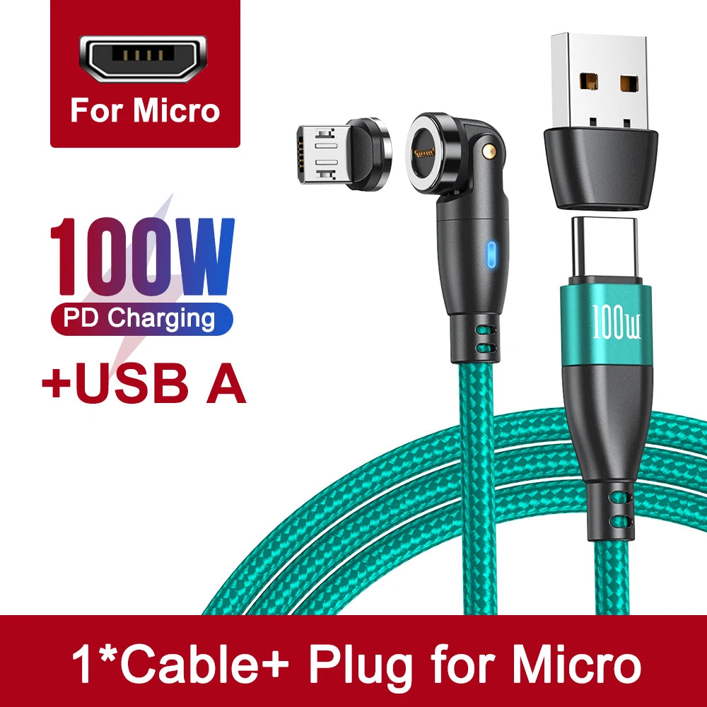100W Magnetic USB Type C Cable 5A Fast Charging Micro Type C Cable for Macbook Samsung for Iphone Magnet Charger Wire Cord